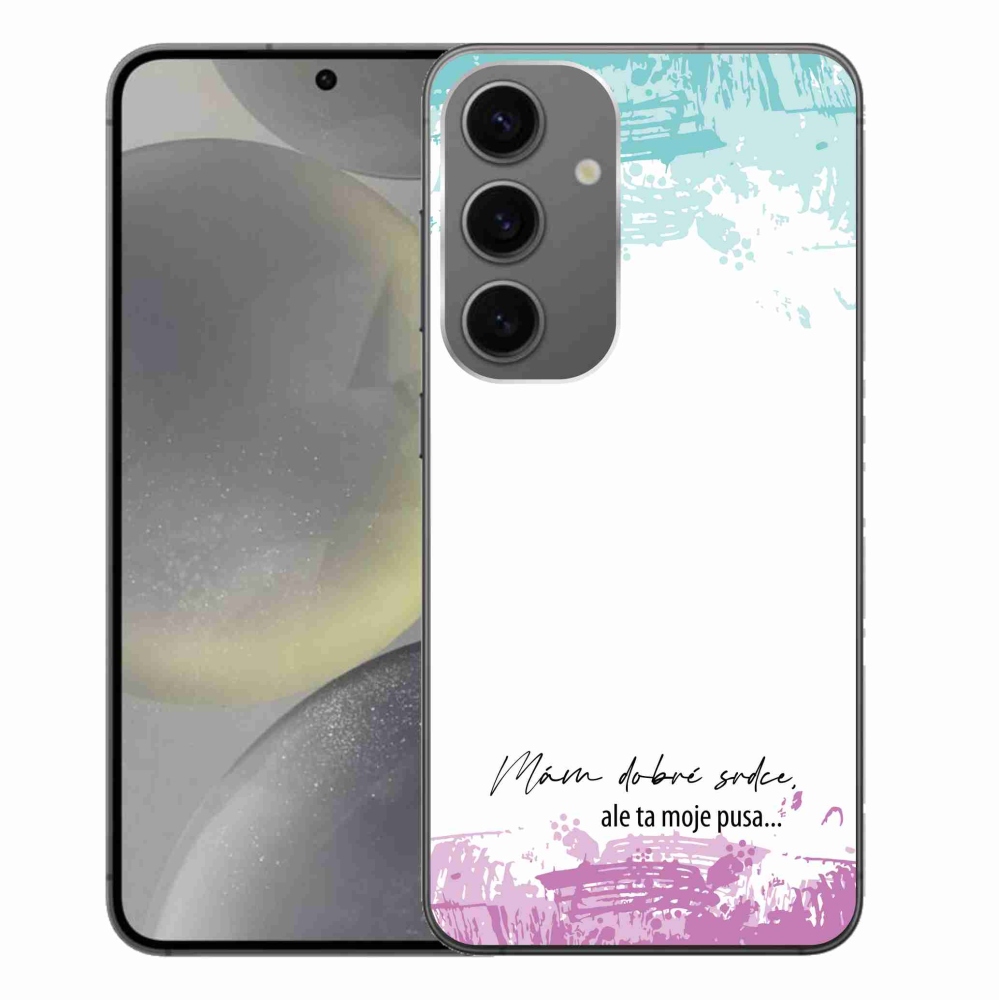 Gelový kryt mmCase na Samsung Galaxy S24+ - vtipný text 3 bílé pozadí