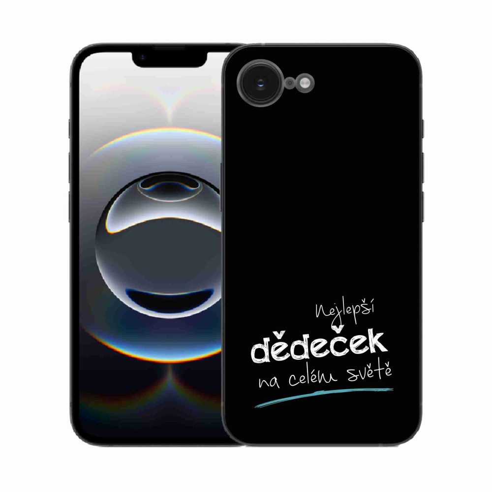 Gelový kryt mmCase na iPhone 16e - nejlepší dědeček 3 černé pozadí