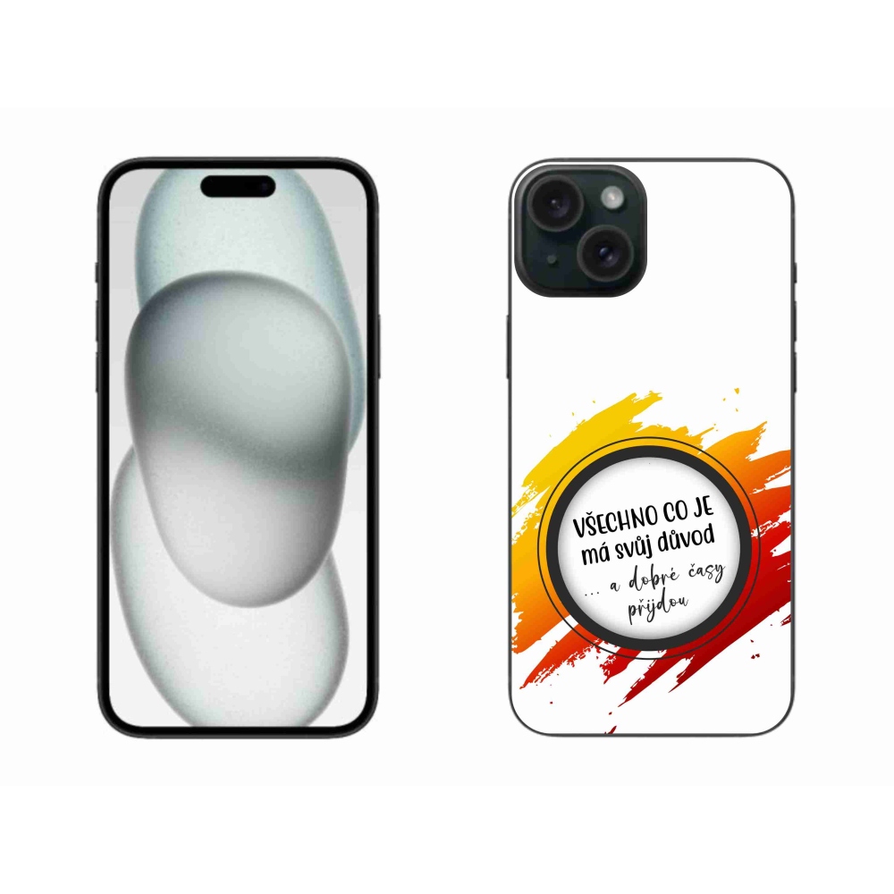 Gelový kryt mmCase na iPhone 15 Plus - citát 3 bílé pozadí