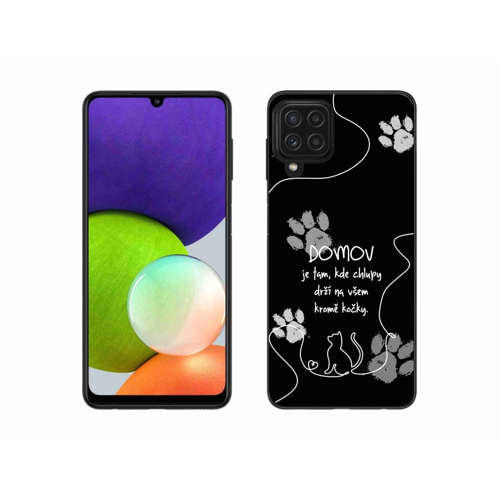 Gelový kryt mmCase na Samsung Galaxy A22 4G - kočičí motiv černé pozadí