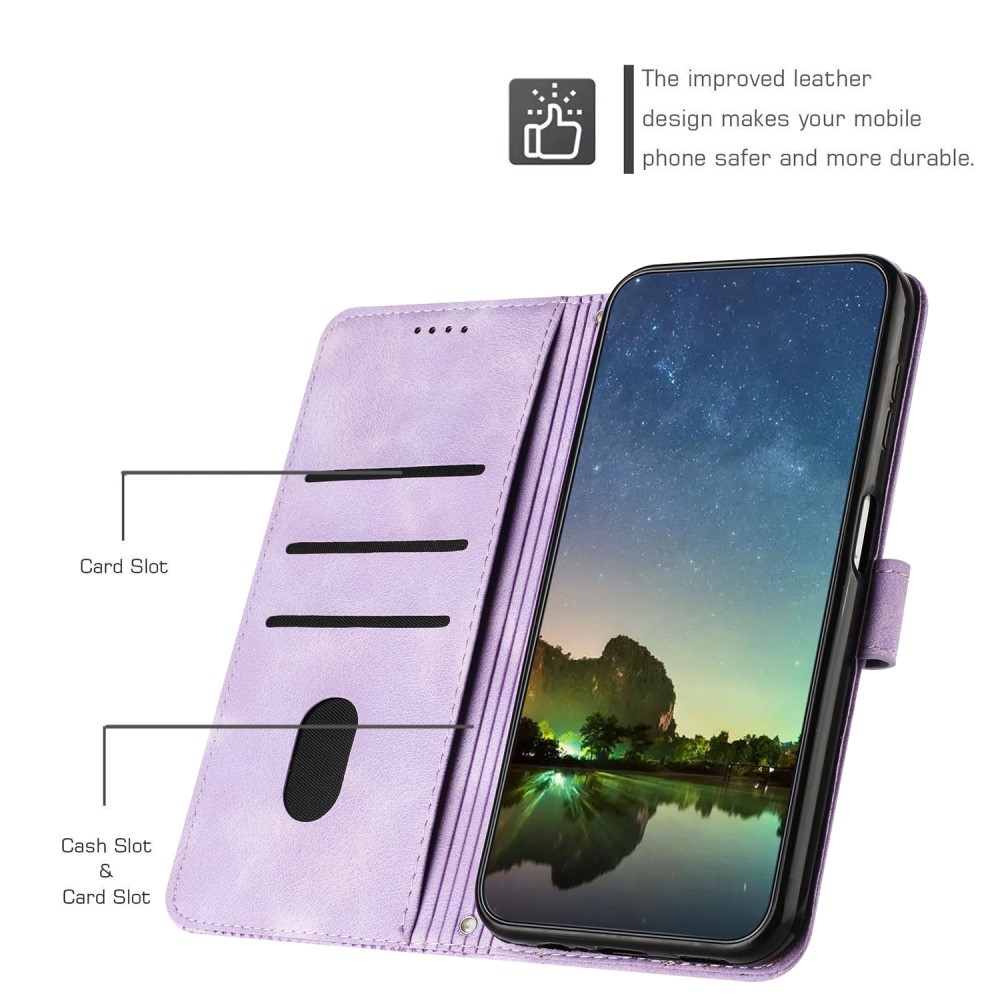 Triangle knížkové pouzdro na Samsung Galaxy S25 - fialové