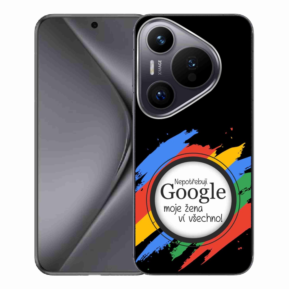 Gelový kryt mmCase na Huawei Pura 70 Pro - žena ví všechno černé pozadí