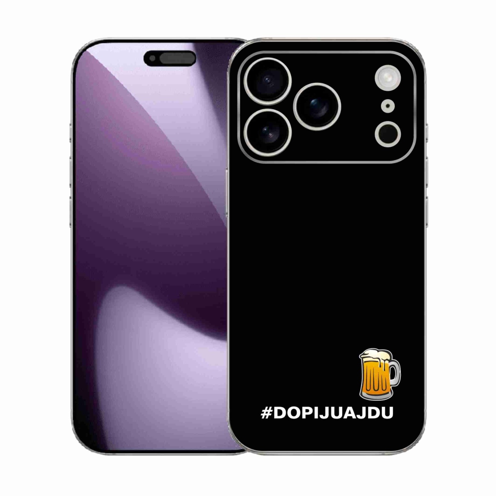 Gelový kryt mmCase na iPhone 17 Pro - pivní motiv 1 černé pozadí