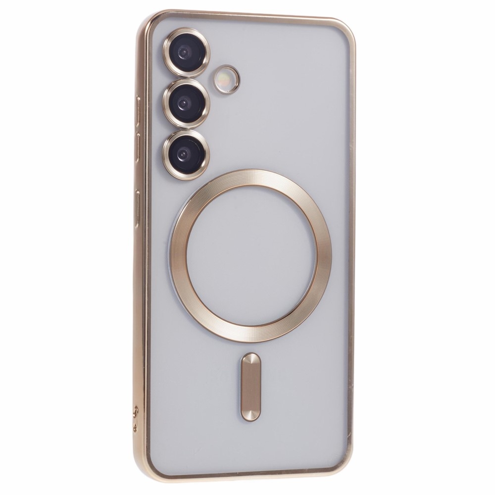 Clear obal s ochranou fotoaparátu a podporou MagSafe na Samsung Galaxy S25+ - zlatý