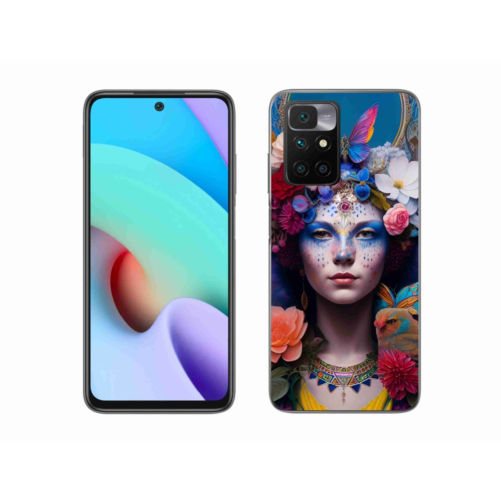Gelový kryt mmCase na Xiaomi Redmi 10/Redmi 10 (2022) - žena s květinami