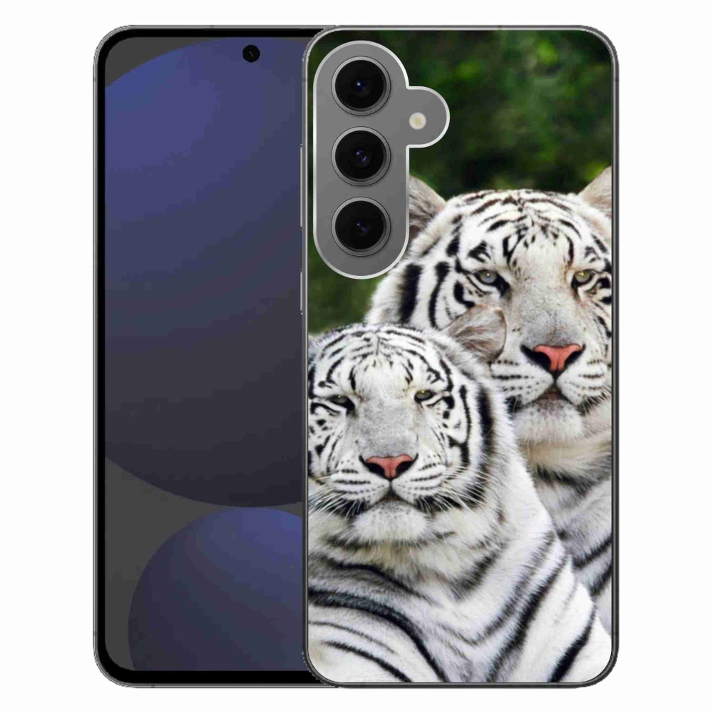 Gelový obal mmCase na Samsung Galaxy S24 FE - bílí tygři