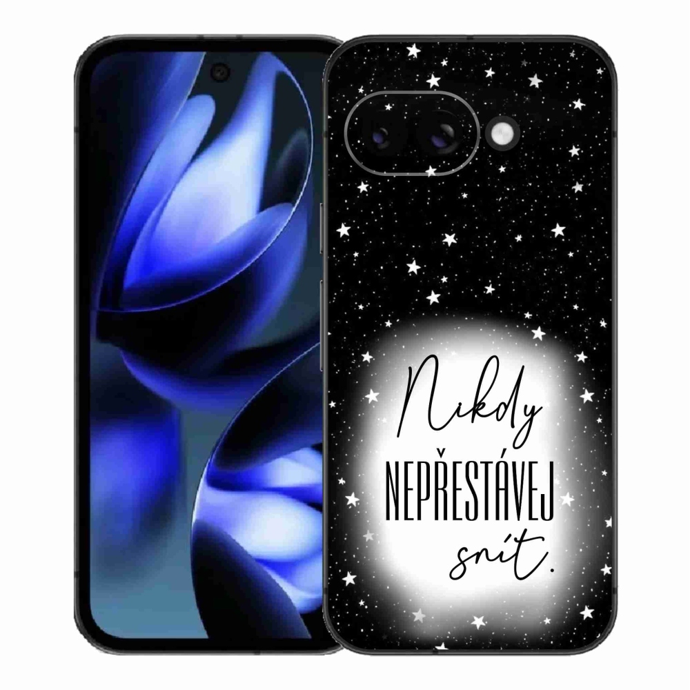 Gelový kryt mmCase na Google Pixel 9a - citát 1 bíločerné pozadí