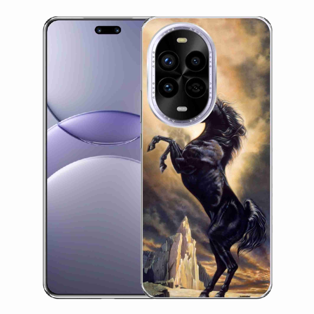 Gelový kryt mmCase na Huawei Nova 13 Pro 5G - černý kreslený kůň