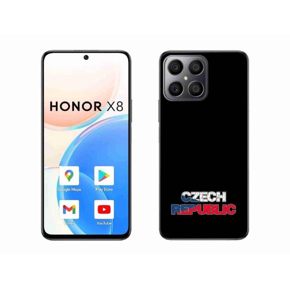 Gelový kryt mmCase na Honor X8 4G - Czech Republic černé pozadí