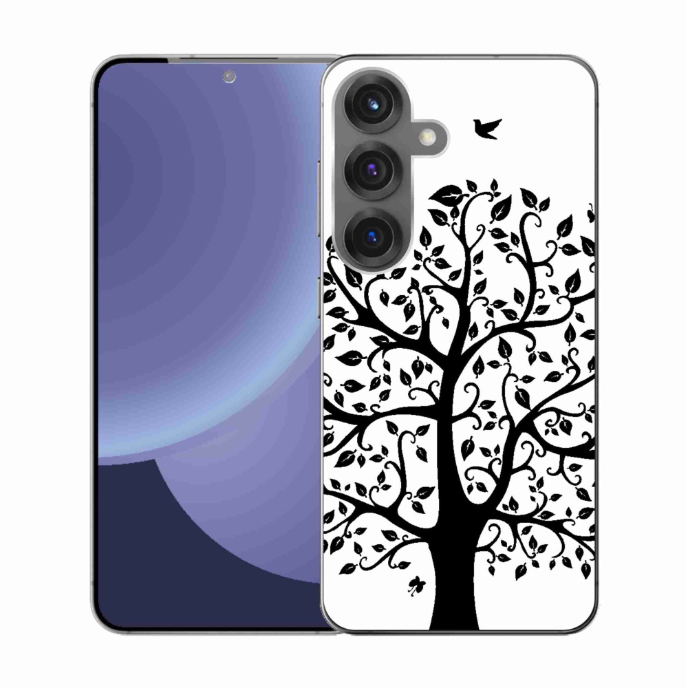 Gelový kryt mmCase na Samsung Galaxy S25 - černobílý strom