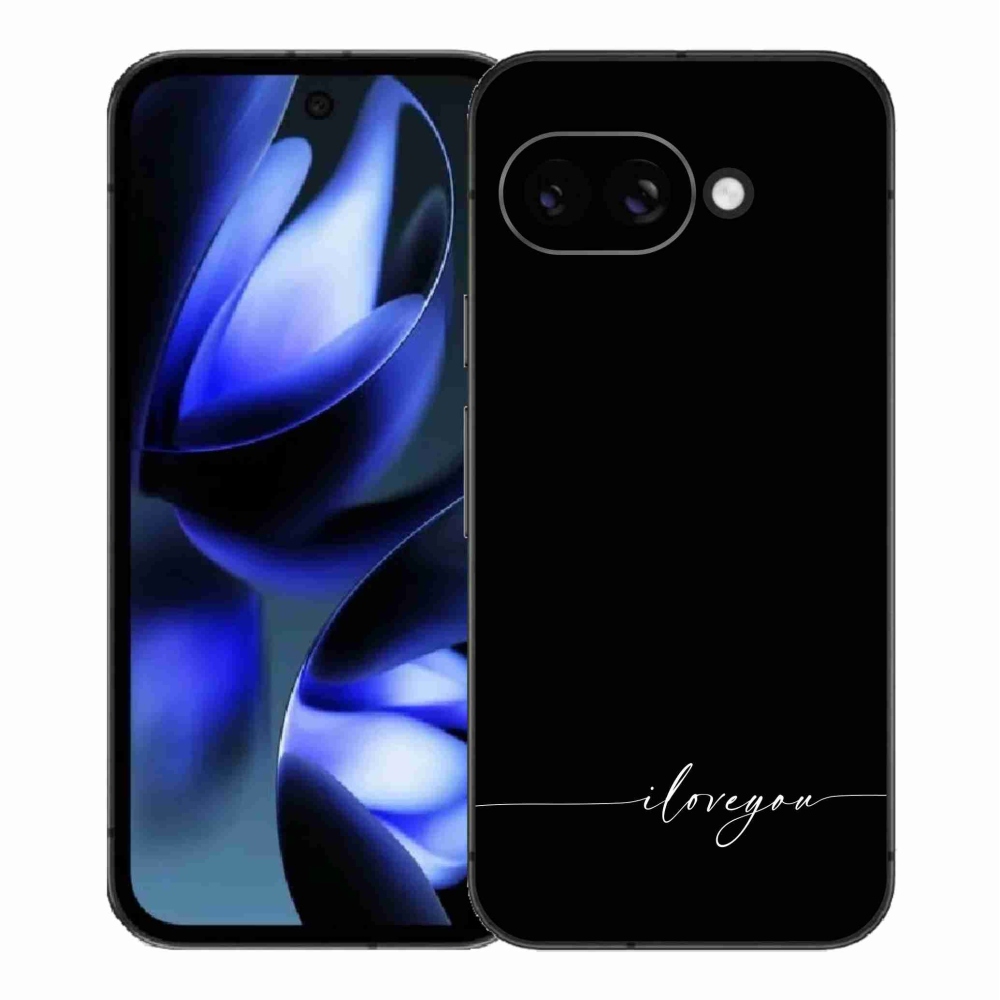 Gelový kryt mmCase na Google Pixel 9a - I love you černé pozadí