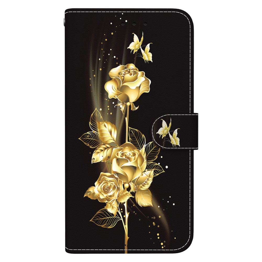 Printern knížkové pouzdro na Xiaomi Redmi Note 14 5G - zlatá růže