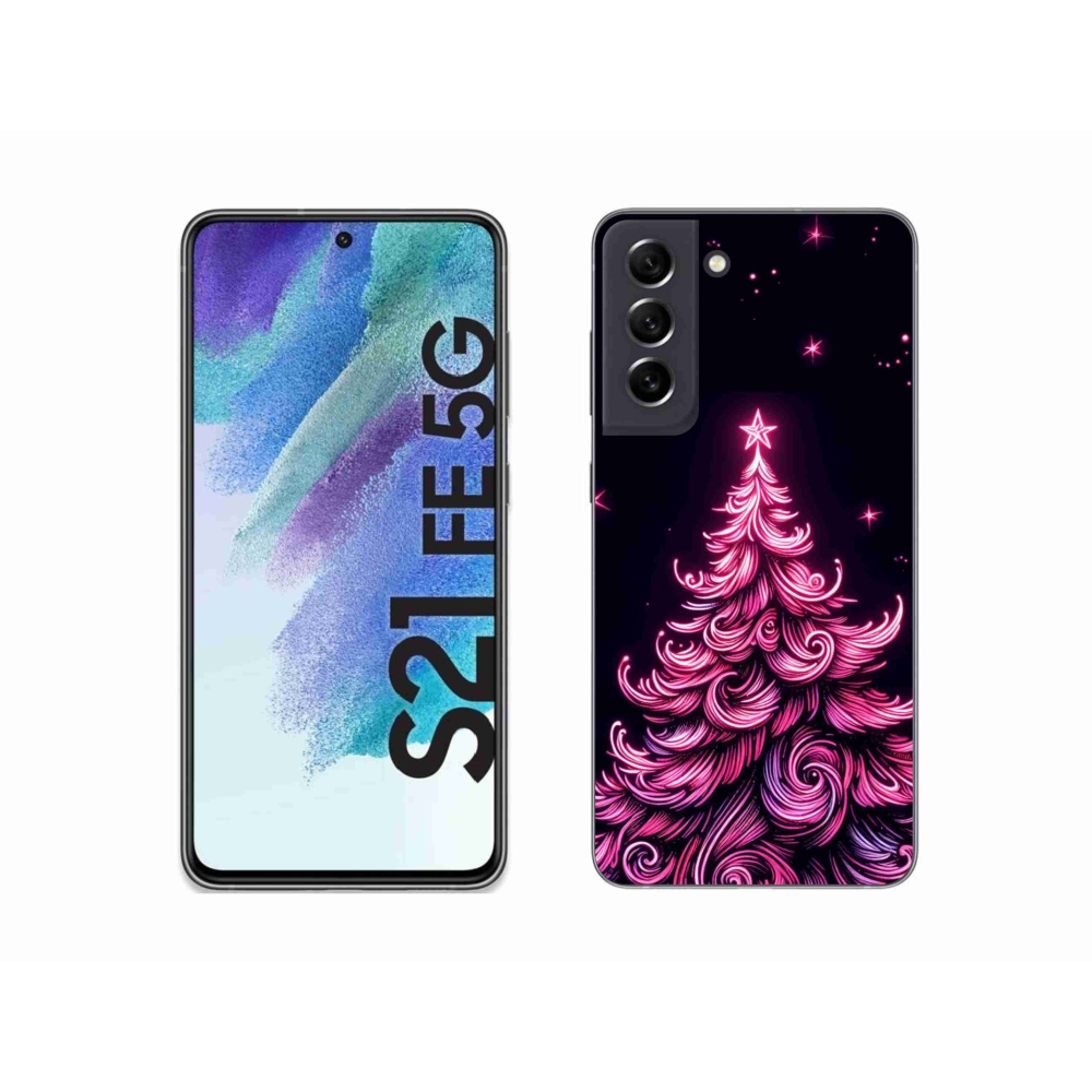 Gelový kryt mmCase na Samsung Galaxy S21 FE 5G - neonový vánoční stromek 2