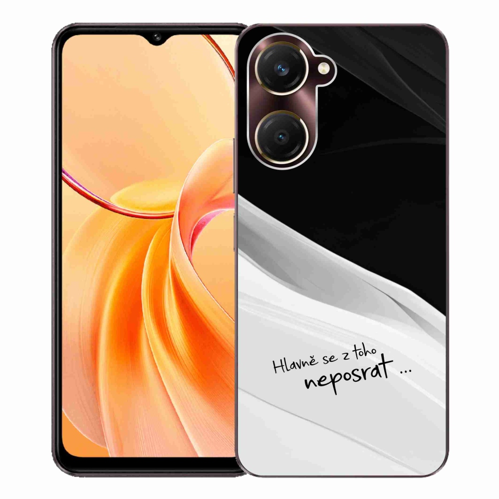 Gelový kryt mmCase na Vivo Y28s 5G - vtipný text 13 bíločerné pozadí