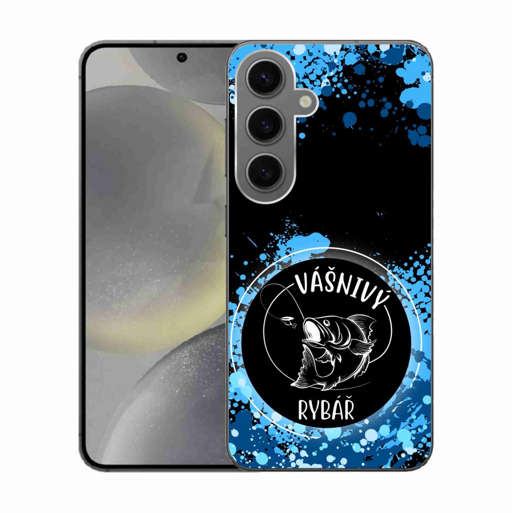 Gelový kryt mmCase na Samsung Galaxy S24 - vášnivý rybář černé pozadí