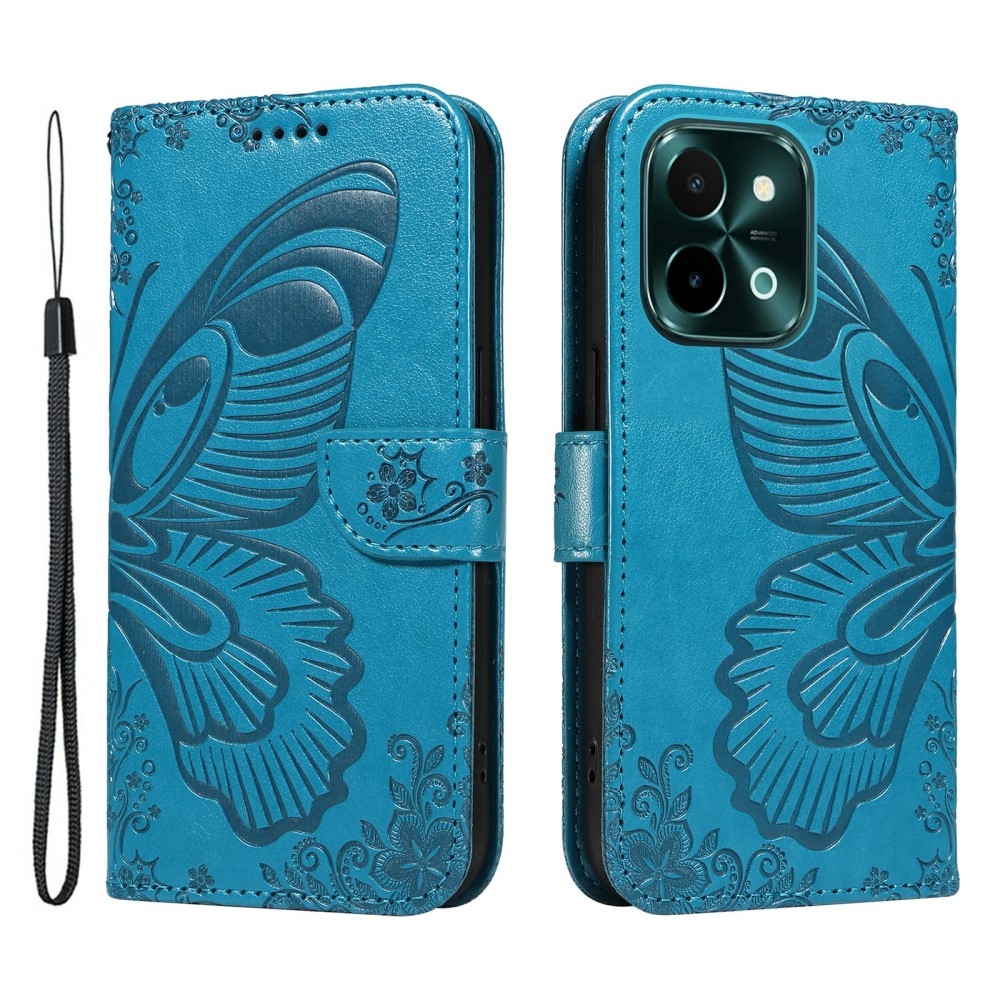Floral Butterfly knížkové pouzdro na Vivo Y28 - modré