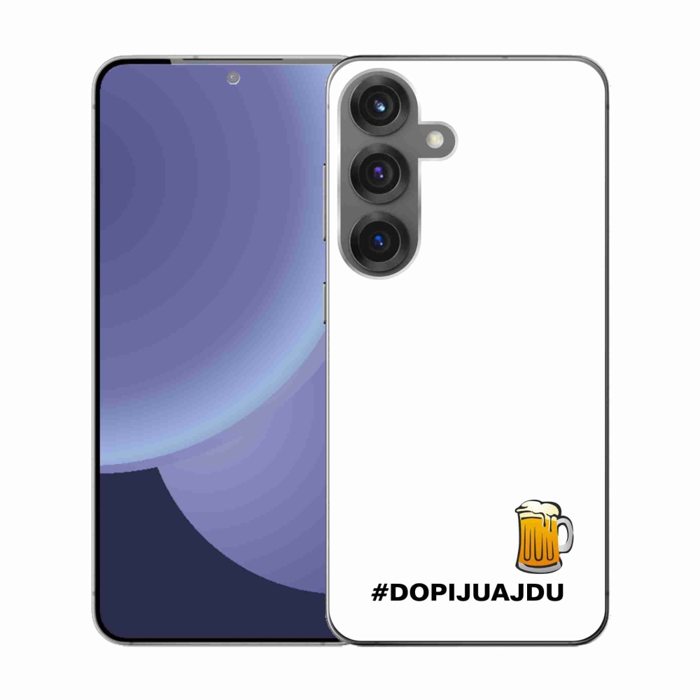 Gelový kryt mmCase na Samsung Galaxy S25 - pivní motiv 1 bílé pozadí
