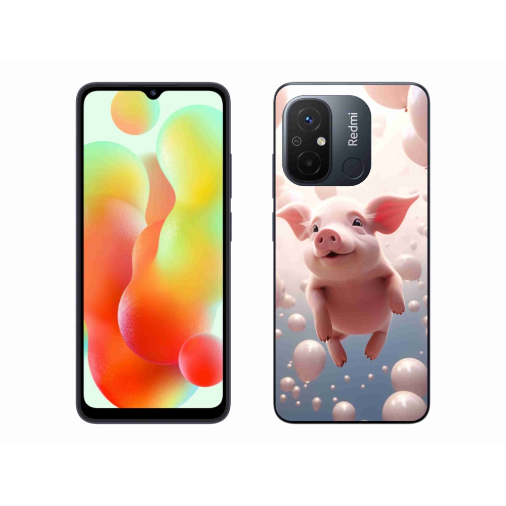 Gelový kryt mmCase na Xiaomi Redmi 12C - prasátko s balónky