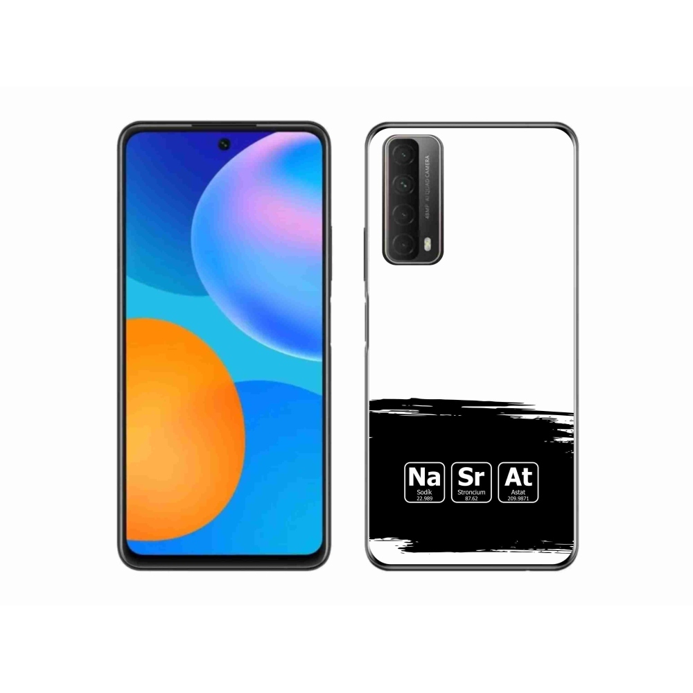 Gelový kryt mmCase na Huawei P Smart (2021) - chemické prvky černobílé pozadí