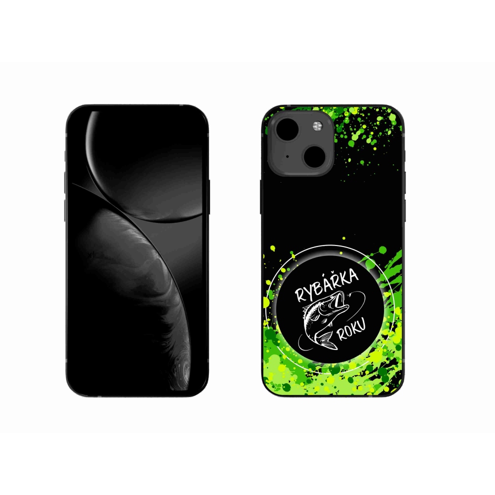 Gelový kryt mmCase na iPhone 13 6.1 - rybářka roku černé pozadí
