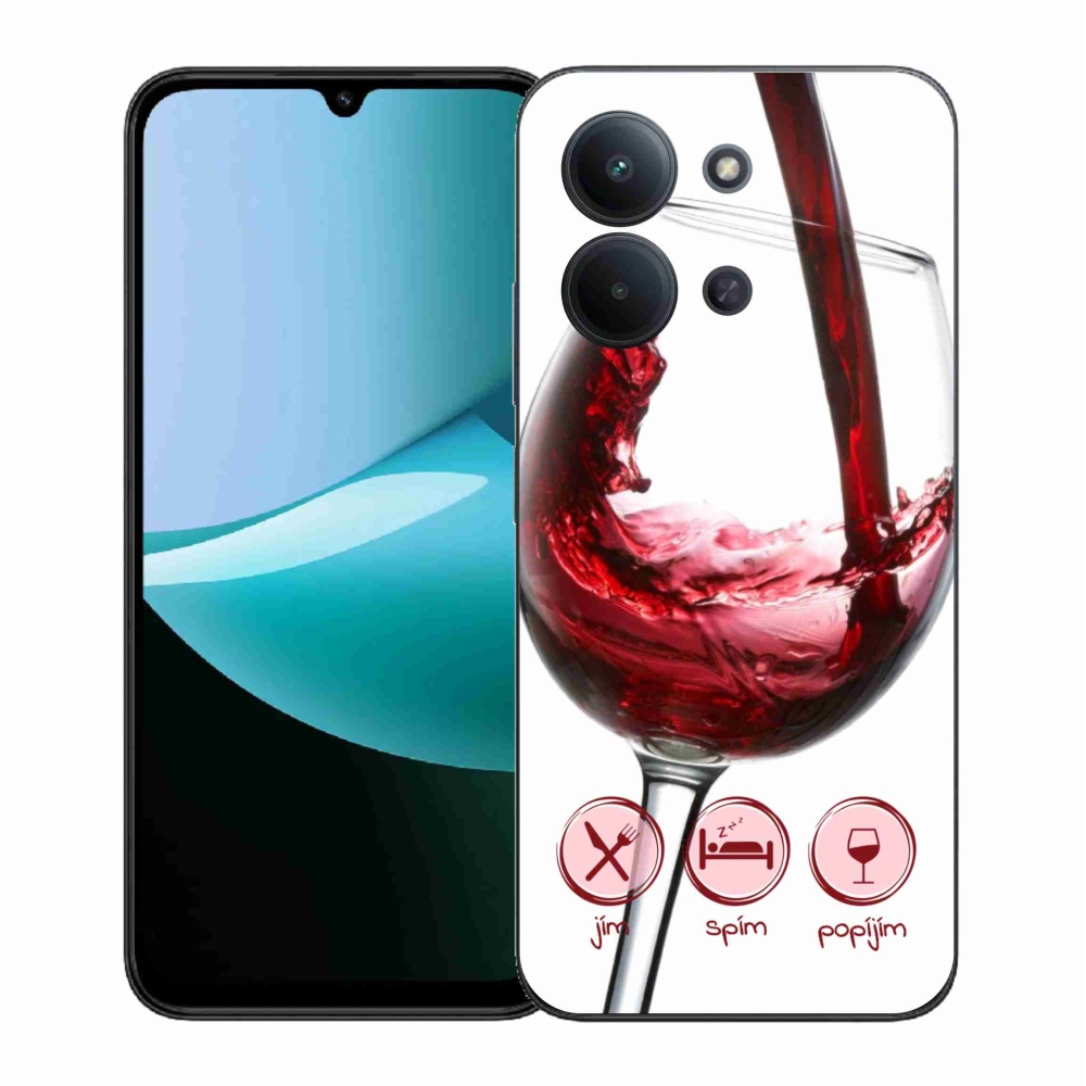 Gelový kryt mmCase na Xiaomi Redmi 15C 4G (171mm)/Poco C85 4G (171mm) - sklenička vína červené