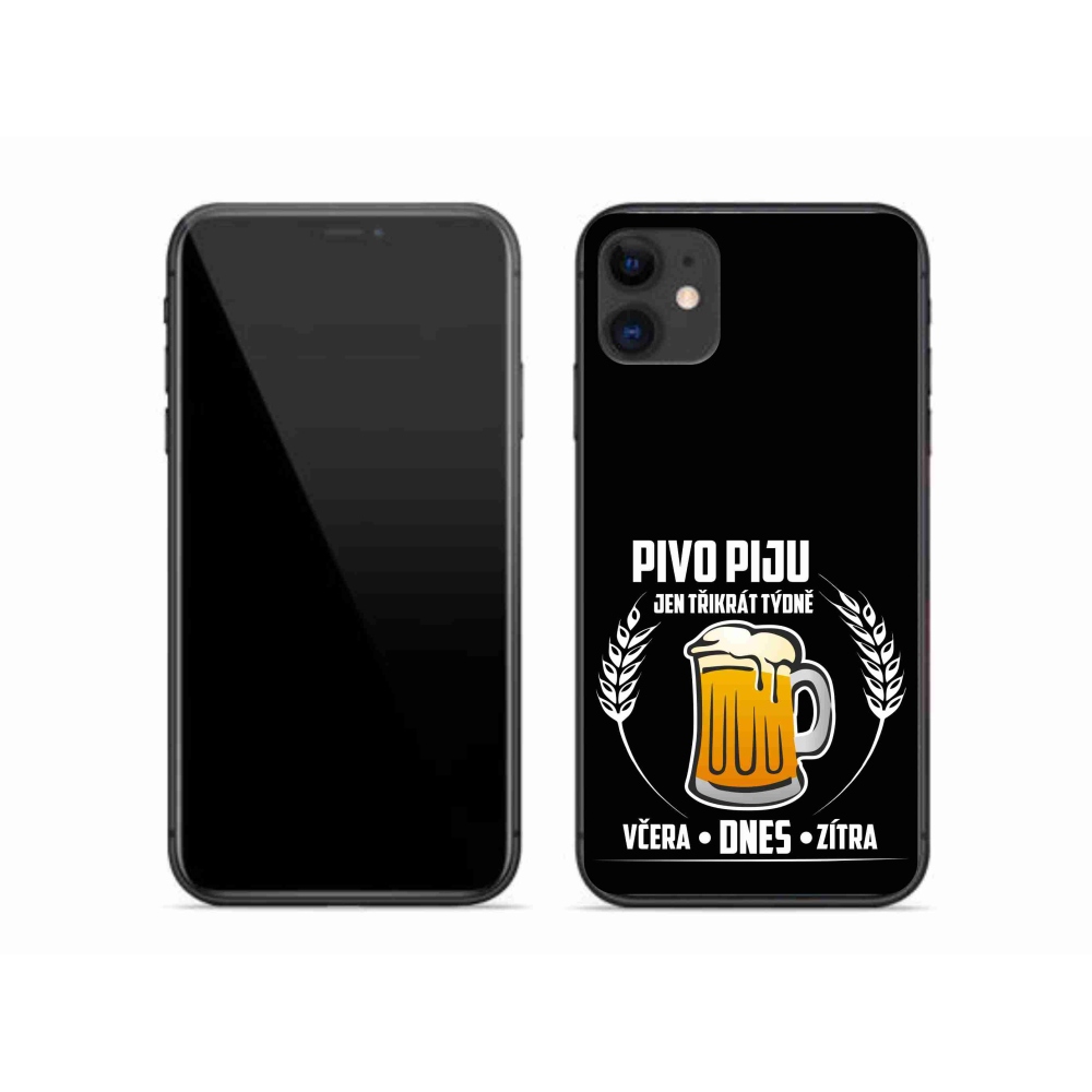 Gelový kryt mmCase na iPhone 11 - pivní motiv černé pozadí