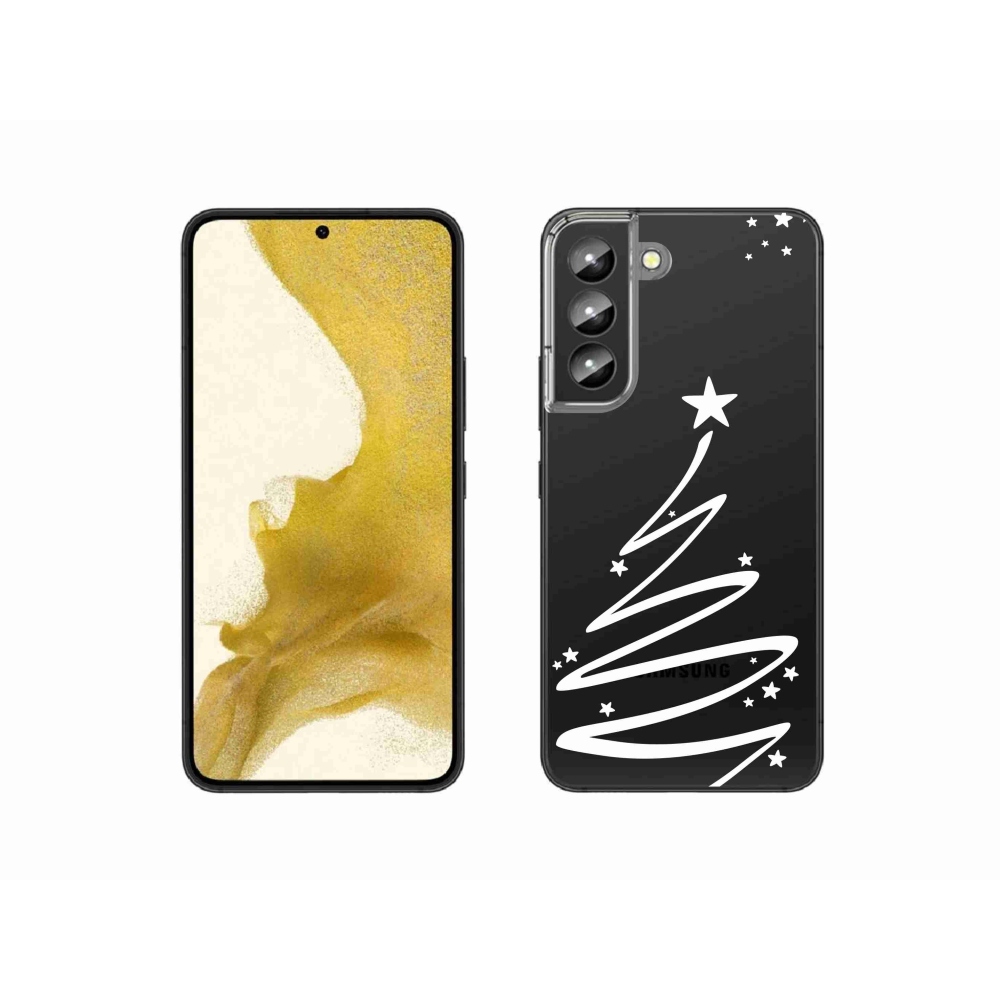 Gelový kryt mmCase na Samsung Galaxy S22 5G - bílý stromeček na průhledném pozadí
