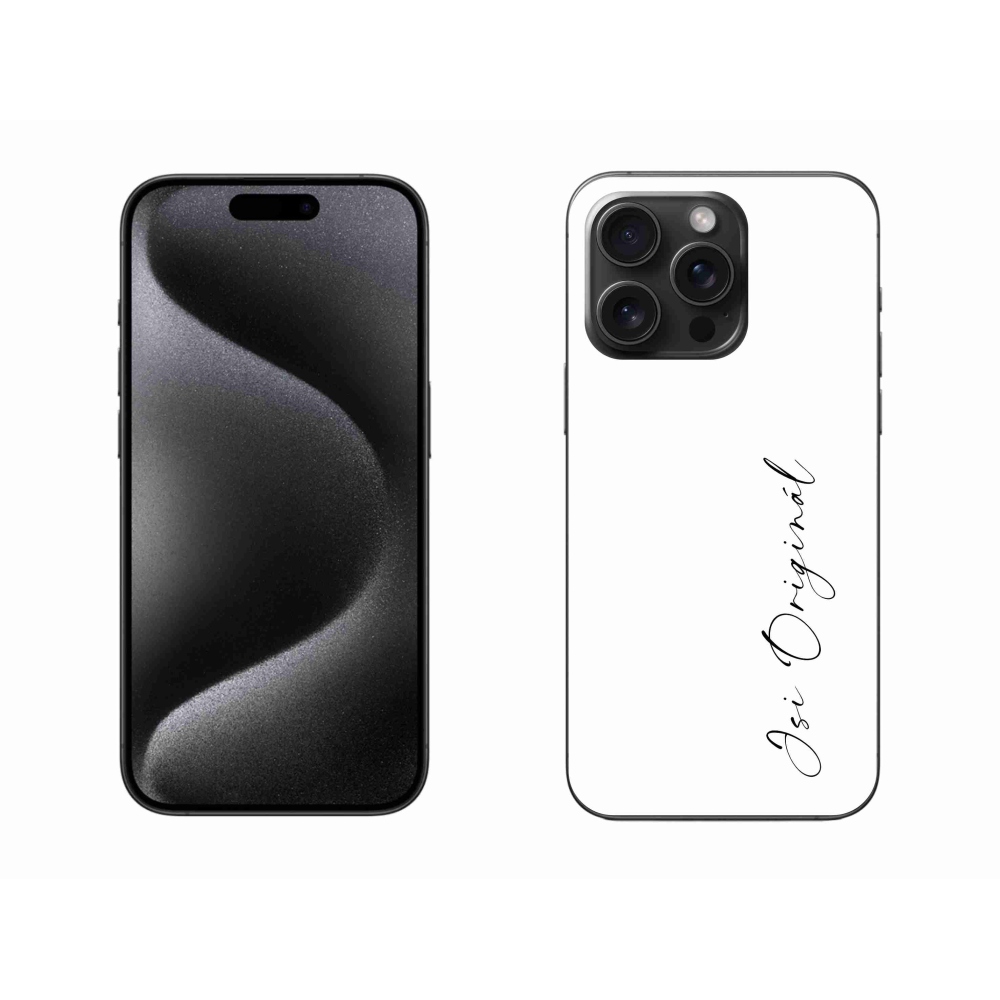 Gelový kryt mmCase na iPhone 15 Pro Max - jsi originál bílé pozadí