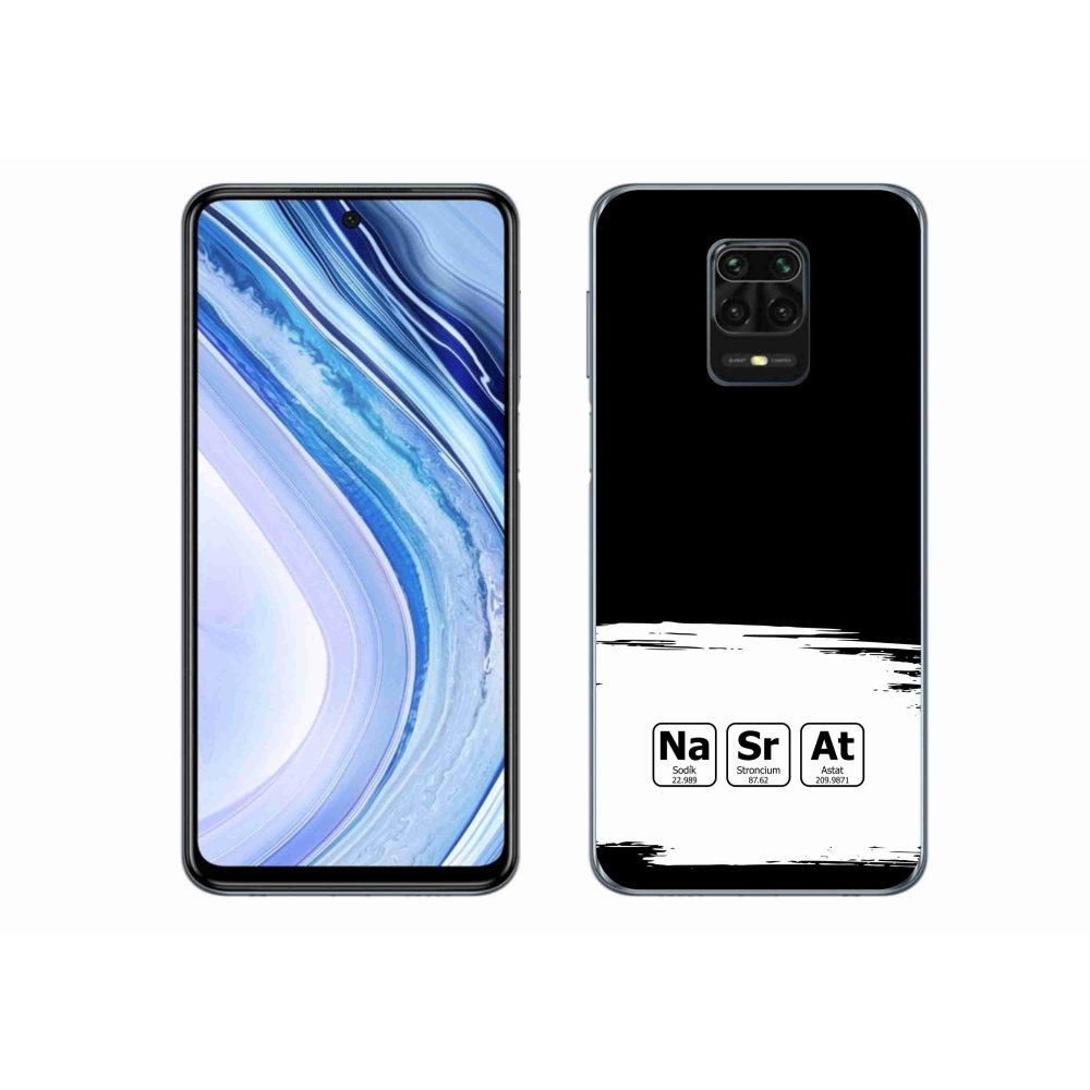 Gelový kryt mmCase na Xiaomi Redmi Note 9 Pro - chemické prvky bíločerné pozadí