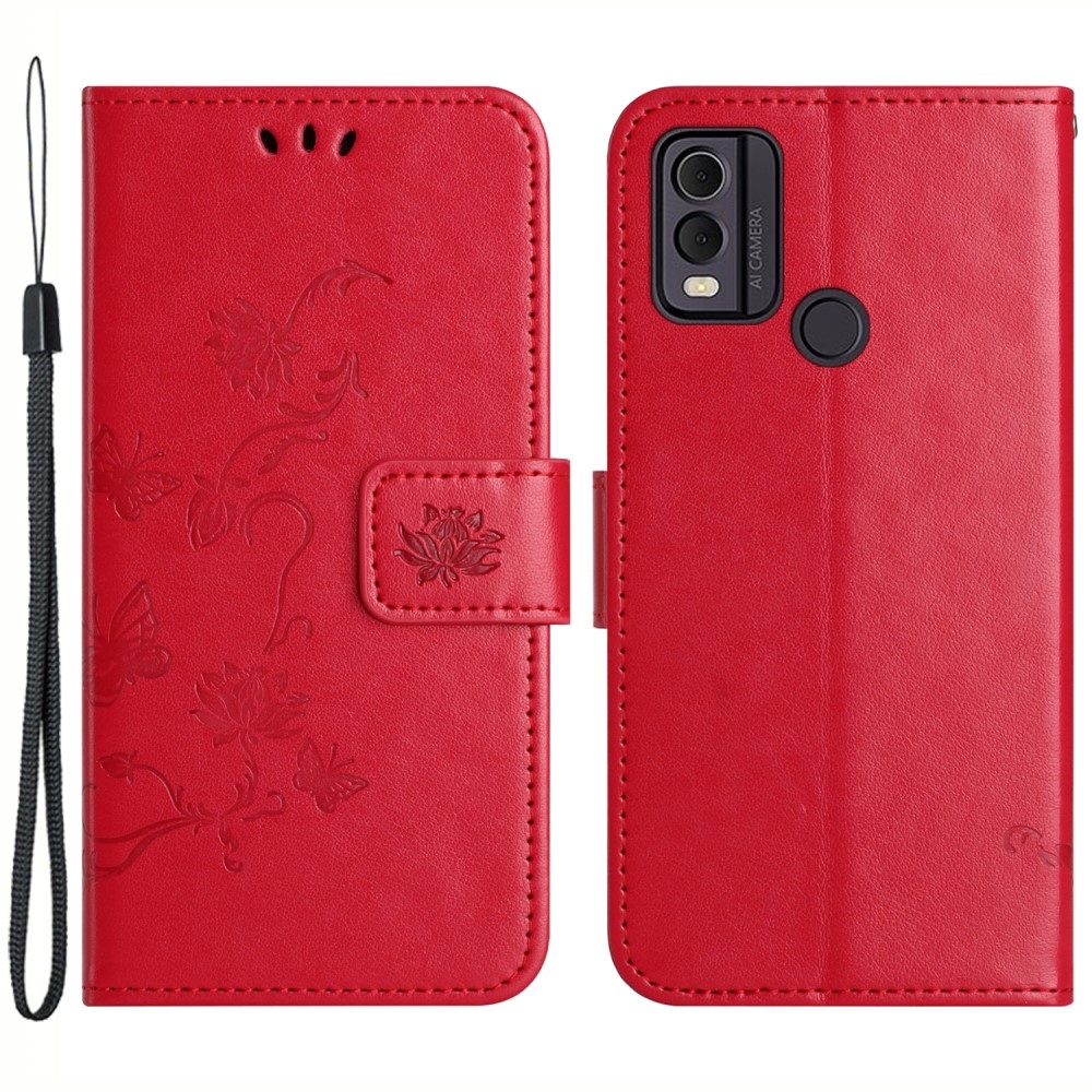 Flower knížkové pouzdro na Nokia C22 - červené