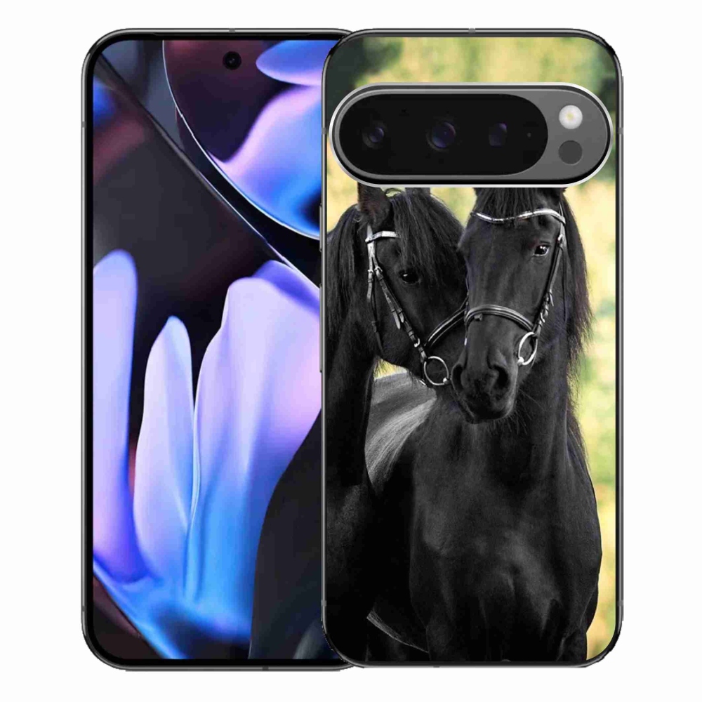 Gelový kryt mmCase na Google Pixel 9 Pro XL - dva černí koně