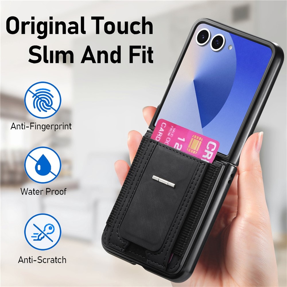 Luxurious plastový kryt s umělou kůží na Samsung Galaxy Z Flip7 5G - černý