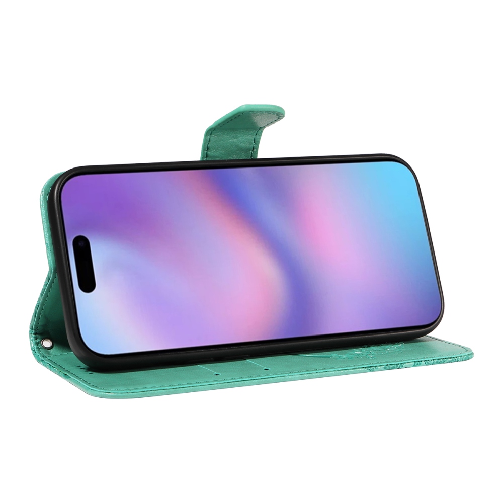 Floral Butterfly knížkové pouzdro na iPhone 17 - modrozelené