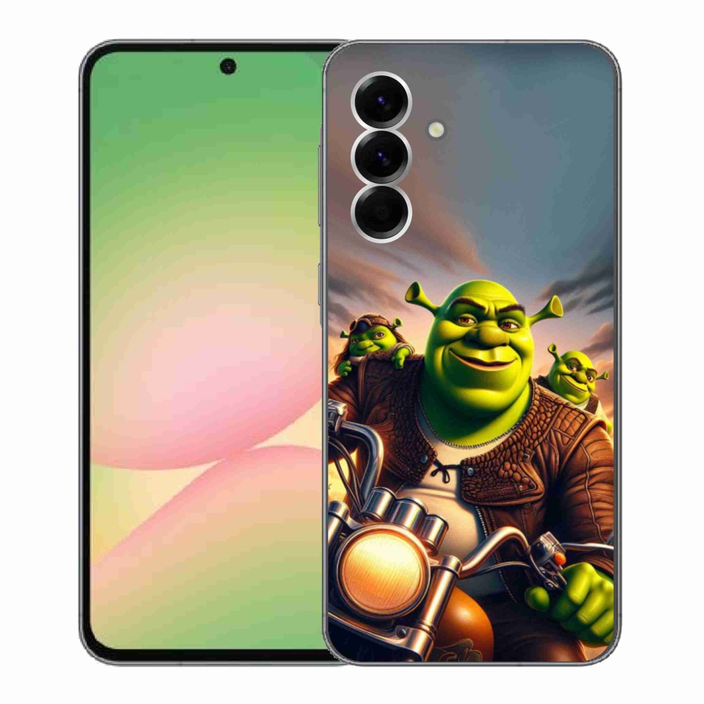 Gelový kryt mmCase na Samsung Galaxy A56 5G - shrek na motorce