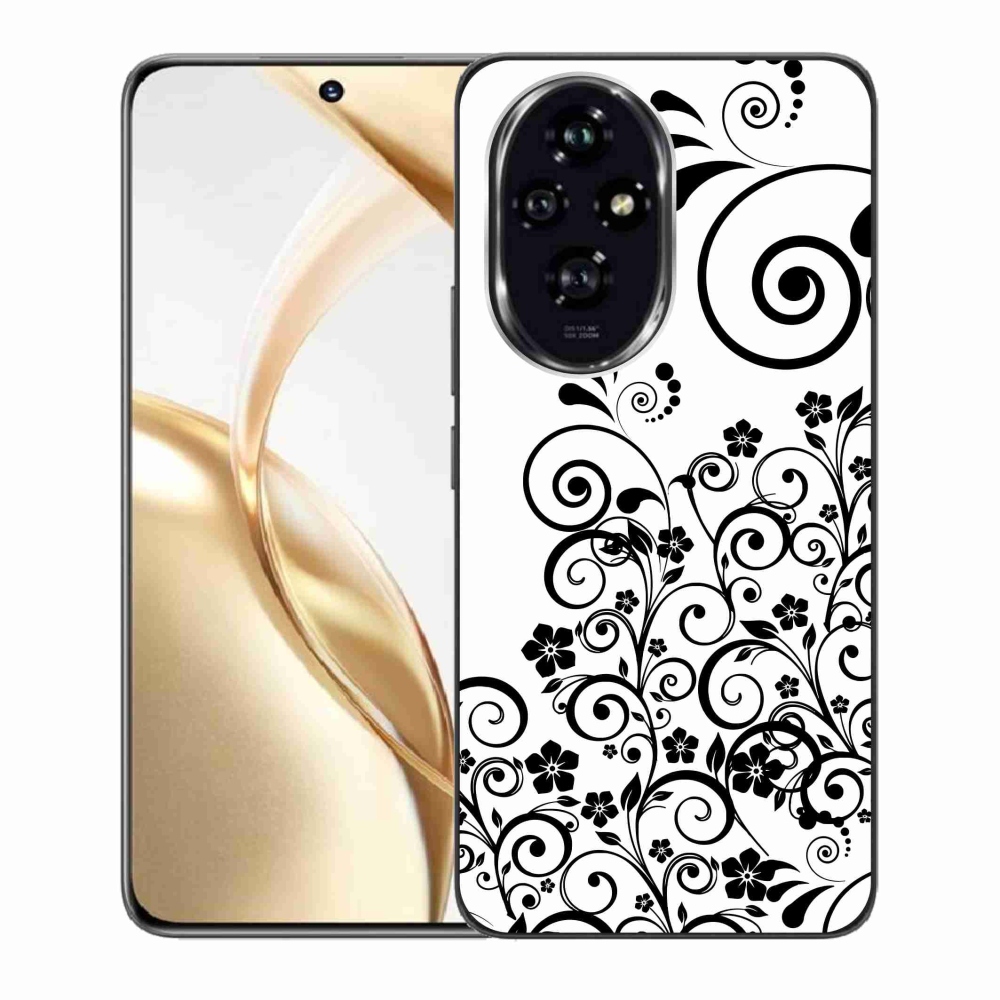 Gelový kryt mmCase na Honor 200 5G - černobílé květinové vzory