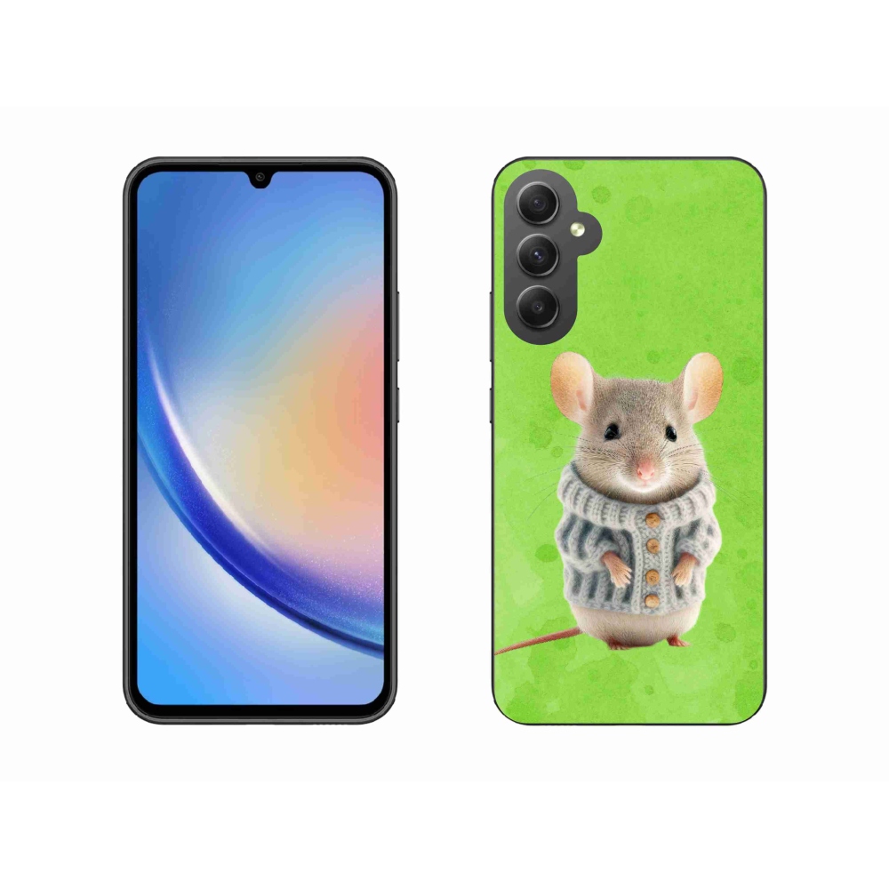 Gelový kryt mmCase na Samsung Galaxy A34 5G - myška ve svetru