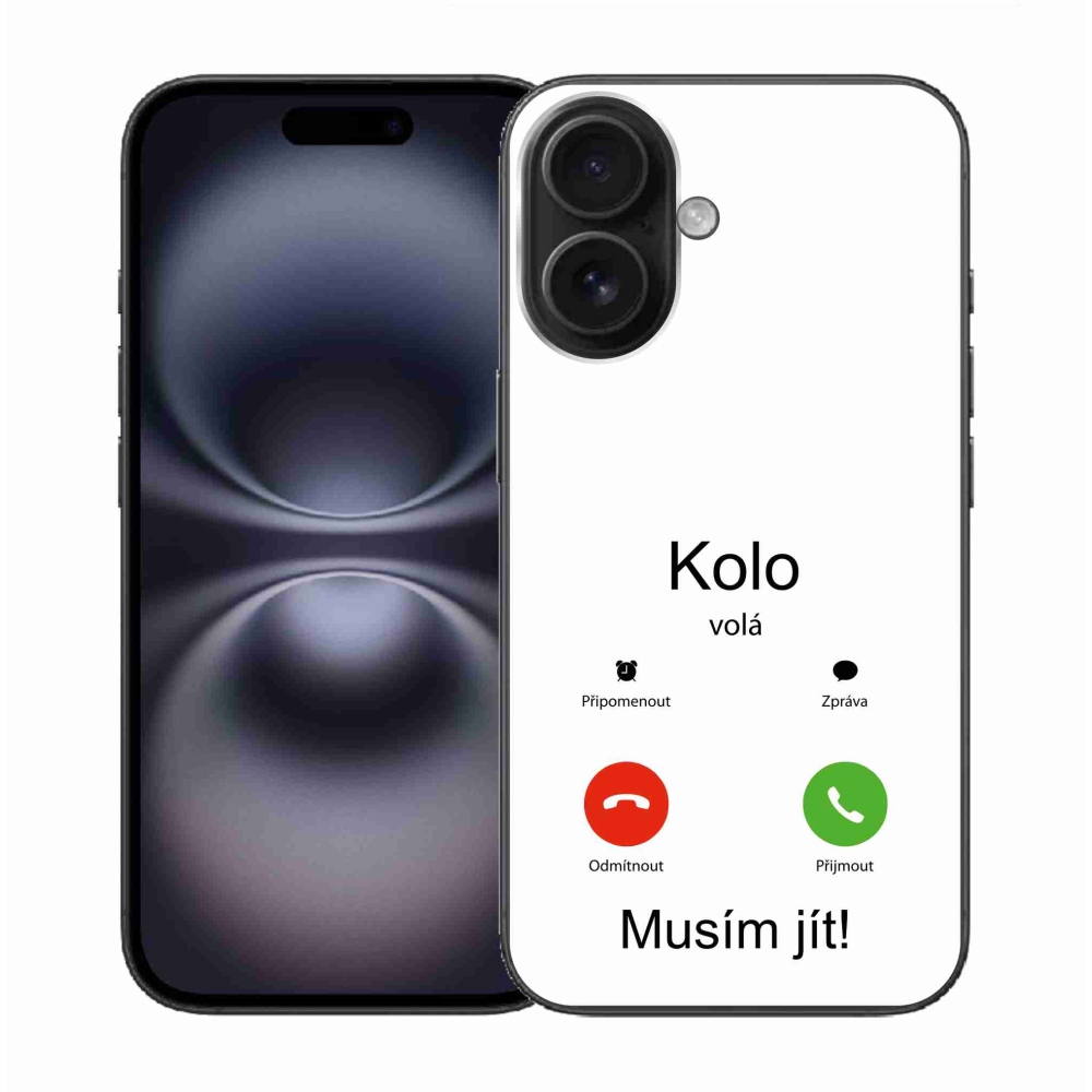 Gelový kryt mmCase na iPhone 16 - kolo volá bílé pozadí