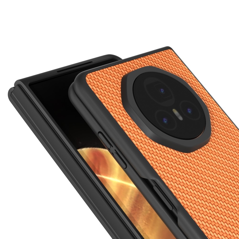Carbon plastový obal s umělou kůží na Honor Magic V3 - světlehnědý