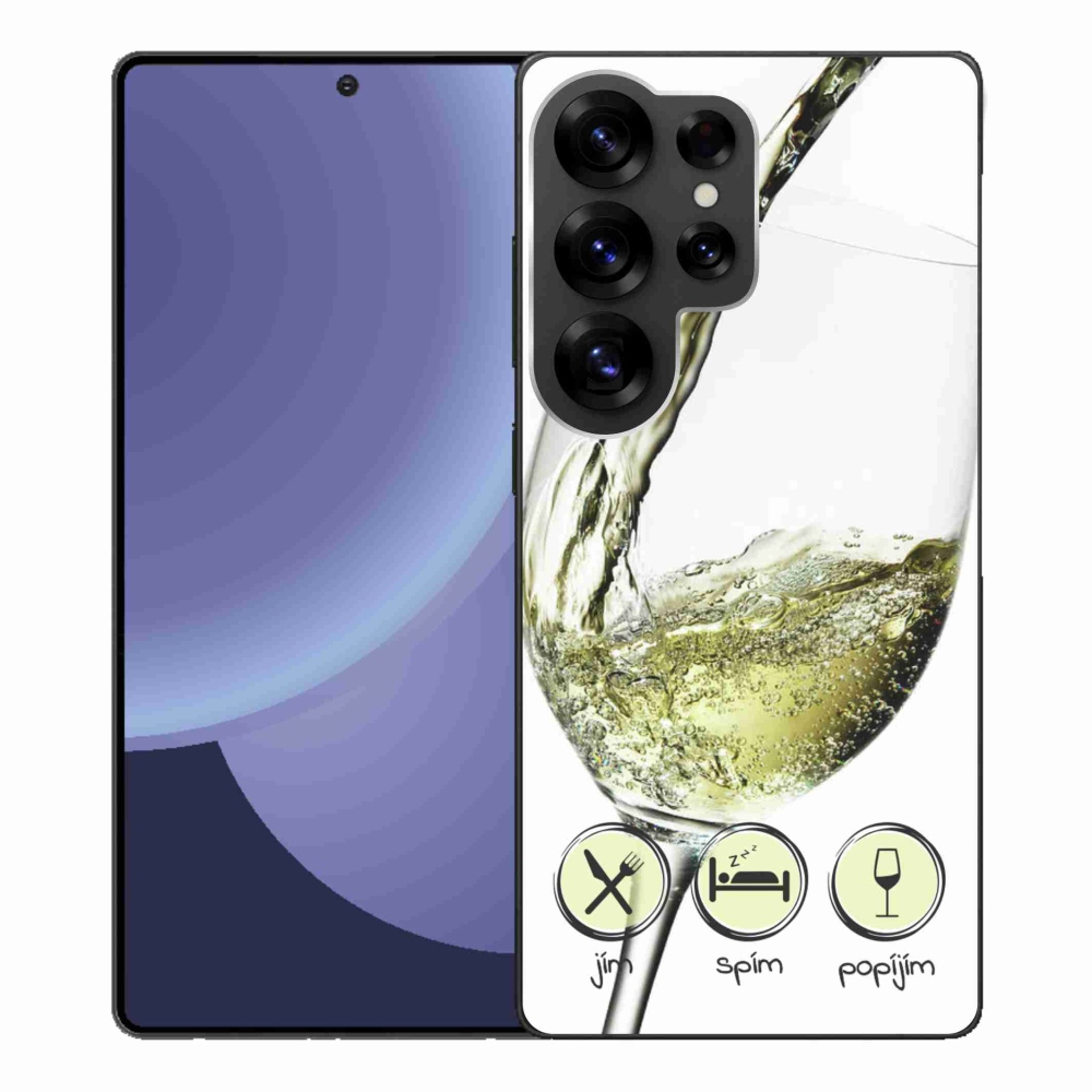Gelový kryt mmCase na Samsung Galaxy S25 Ultra - sklenička vína bílé
