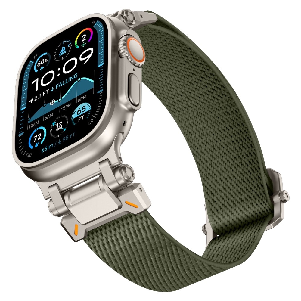 Titanium nylonový řemínek na Apple Watch Ultra/Ultra 2 49mm/SE/SE 2022/2023 44mm/10 46mm/9/8/7 45mm/6/5/4 44mm/3/2/1 42 mm - zelený