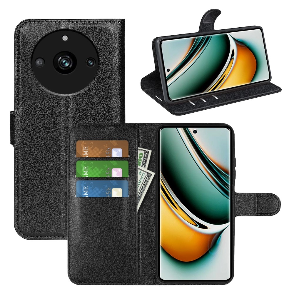 Litchi knížkové pouzdro na Realme 11 Pro 5G/11 Pro+ 5G - černé
