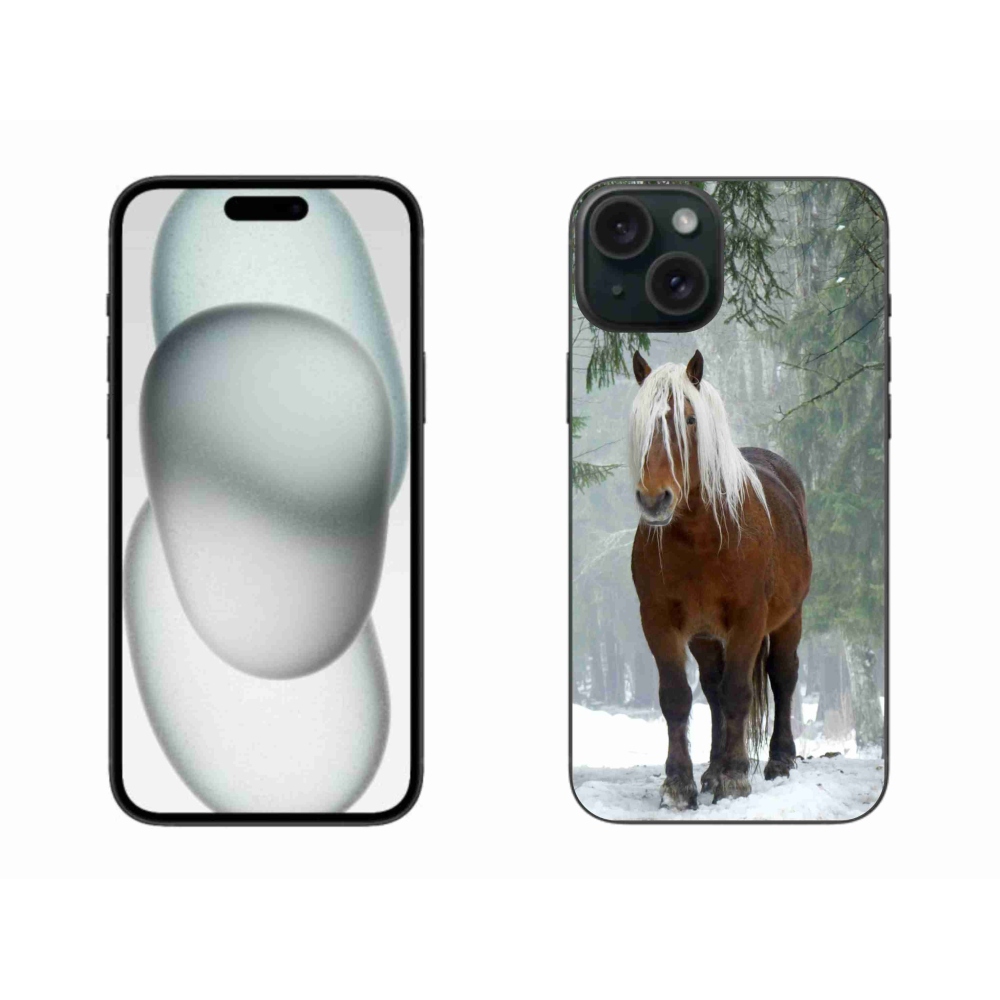 Gelový obal mmCase na iPhone 15 Plus - kůň v lese