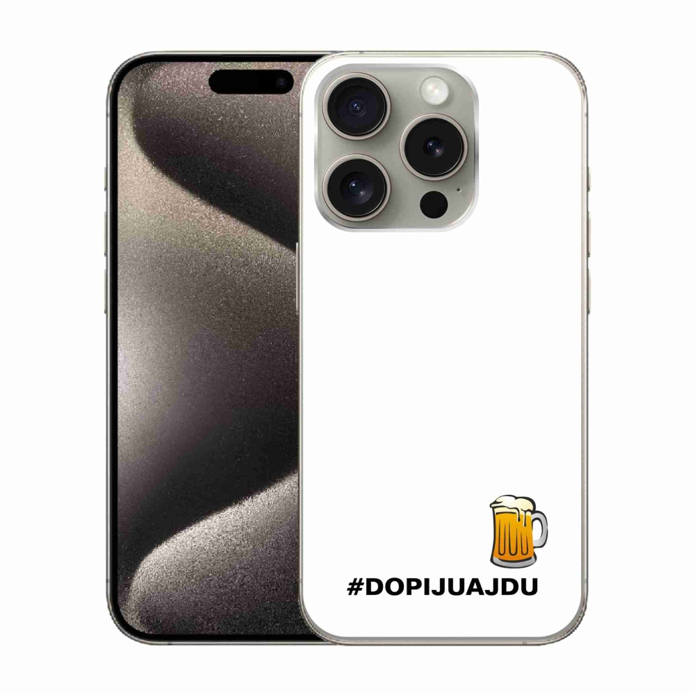Gelový kryt mmCase na iPhone 15 Pro - pivní motiv 1 bílé pozadí