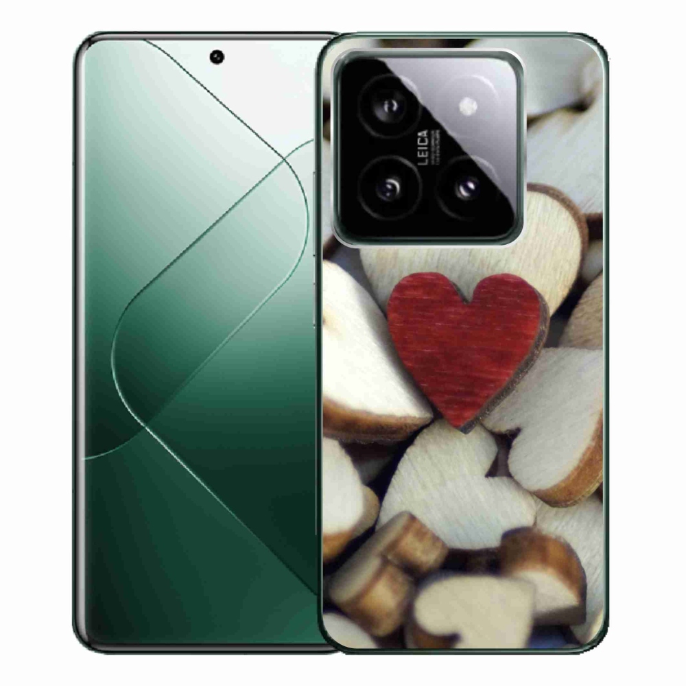 Gelový kryt mmCase na Xiaomi 14 Pro - gravírované červené srdce 