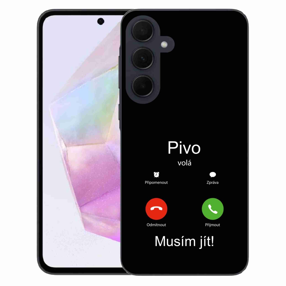 Gelový kryt mmCase na Samsung Galaxy A35 5G - pivo volá černé pozadí