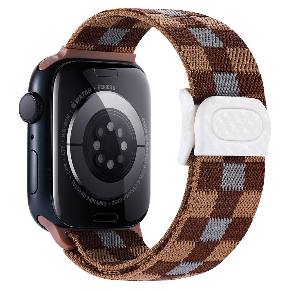 Gradient nylonový řemínek na Apple Watch Ultra/Ultra 2 49mm/SE/SE 2022/2023 44mm/9/8/7 45mm/6/5/4 44mm/3/2/1 42 mm - hnědé kostičky