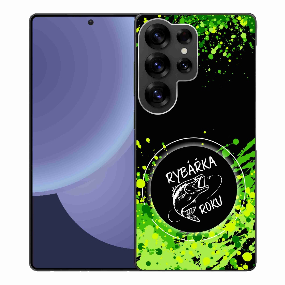Gelový kryt mmCase na Samsung Galaxy S25 Ultra - rybářka roku černé pozadí