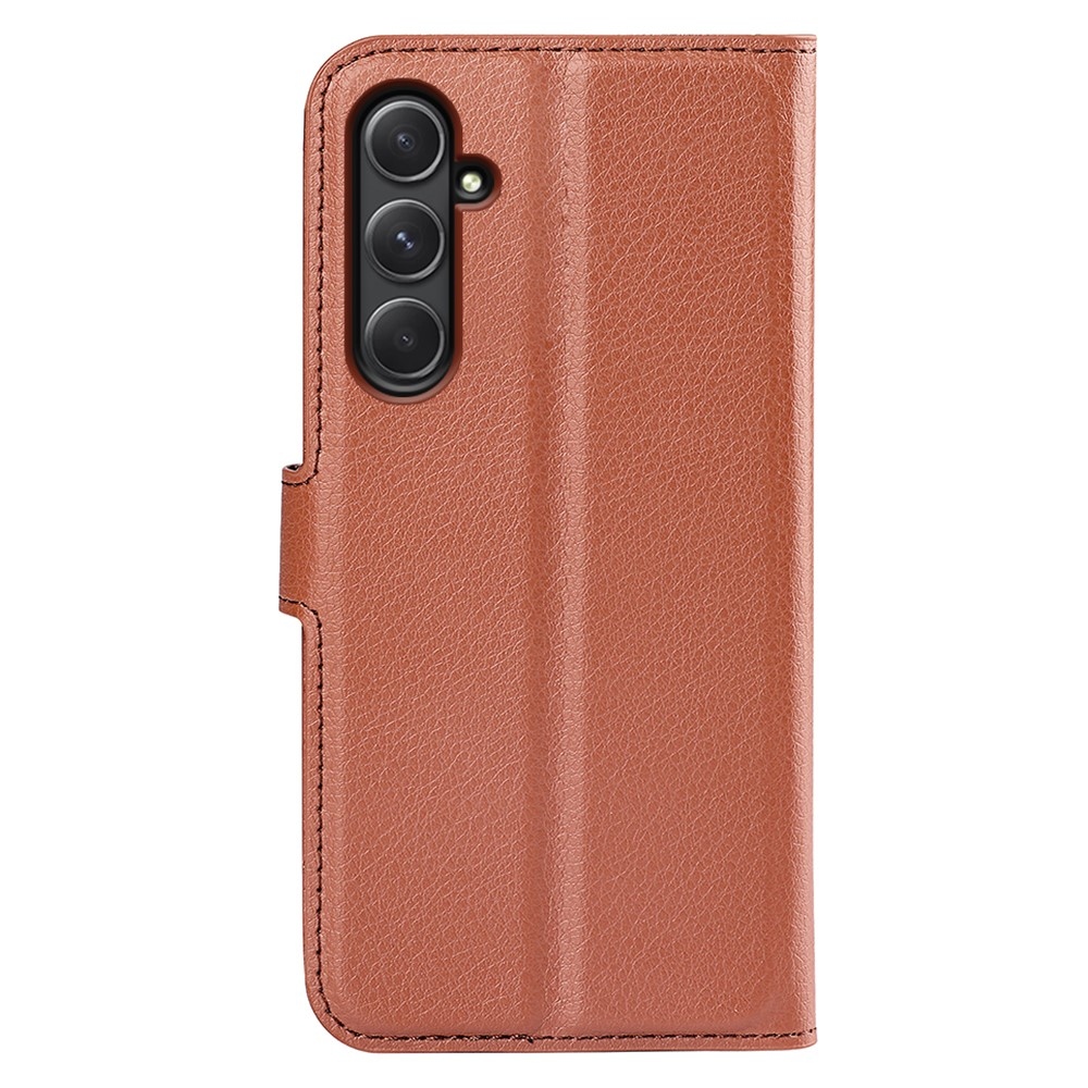 Litchi knížkové pouzdro na Samsung Galaxy A55 5G - hnědé