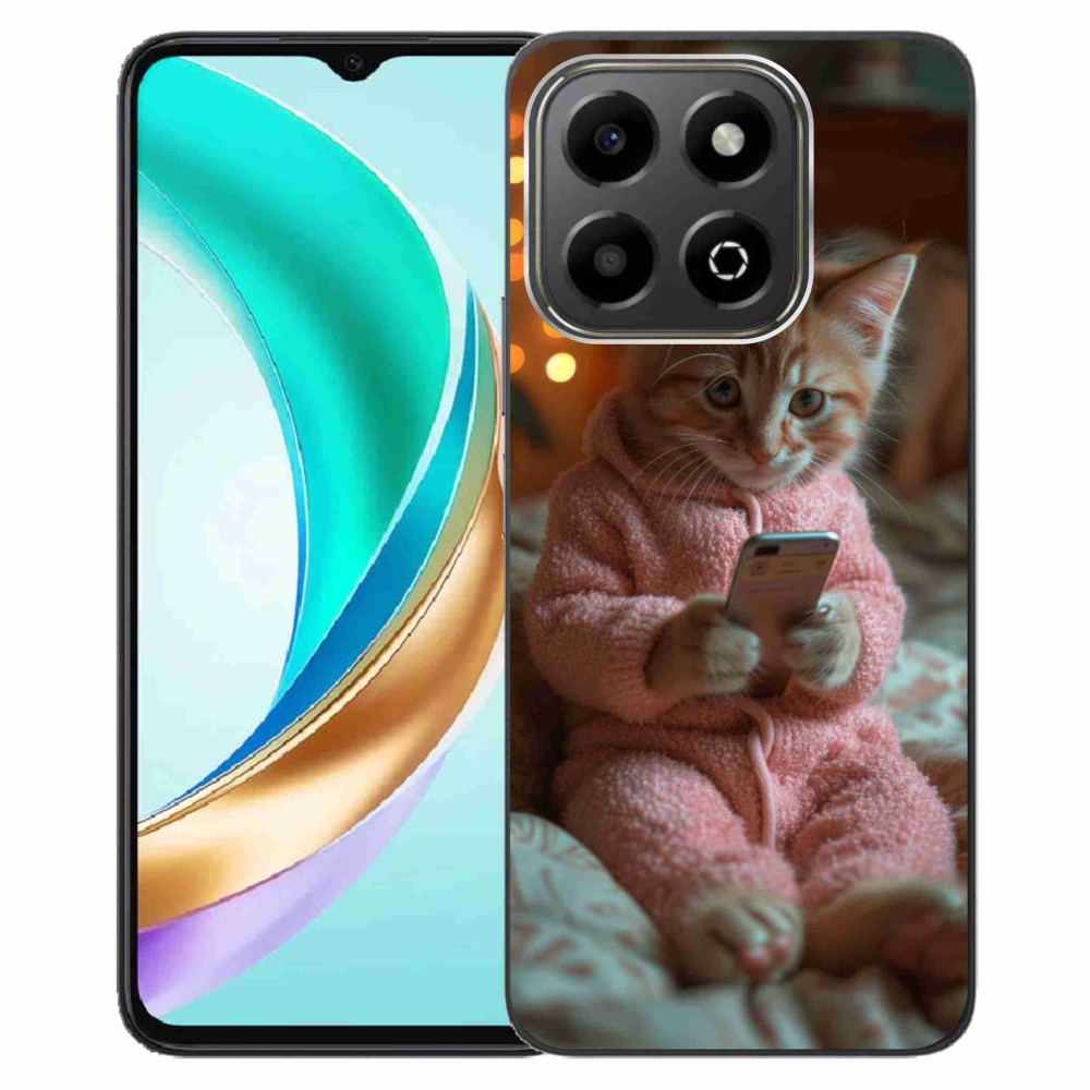 Gelový kryt mmCase na Honor X6b - kotě s mobilem