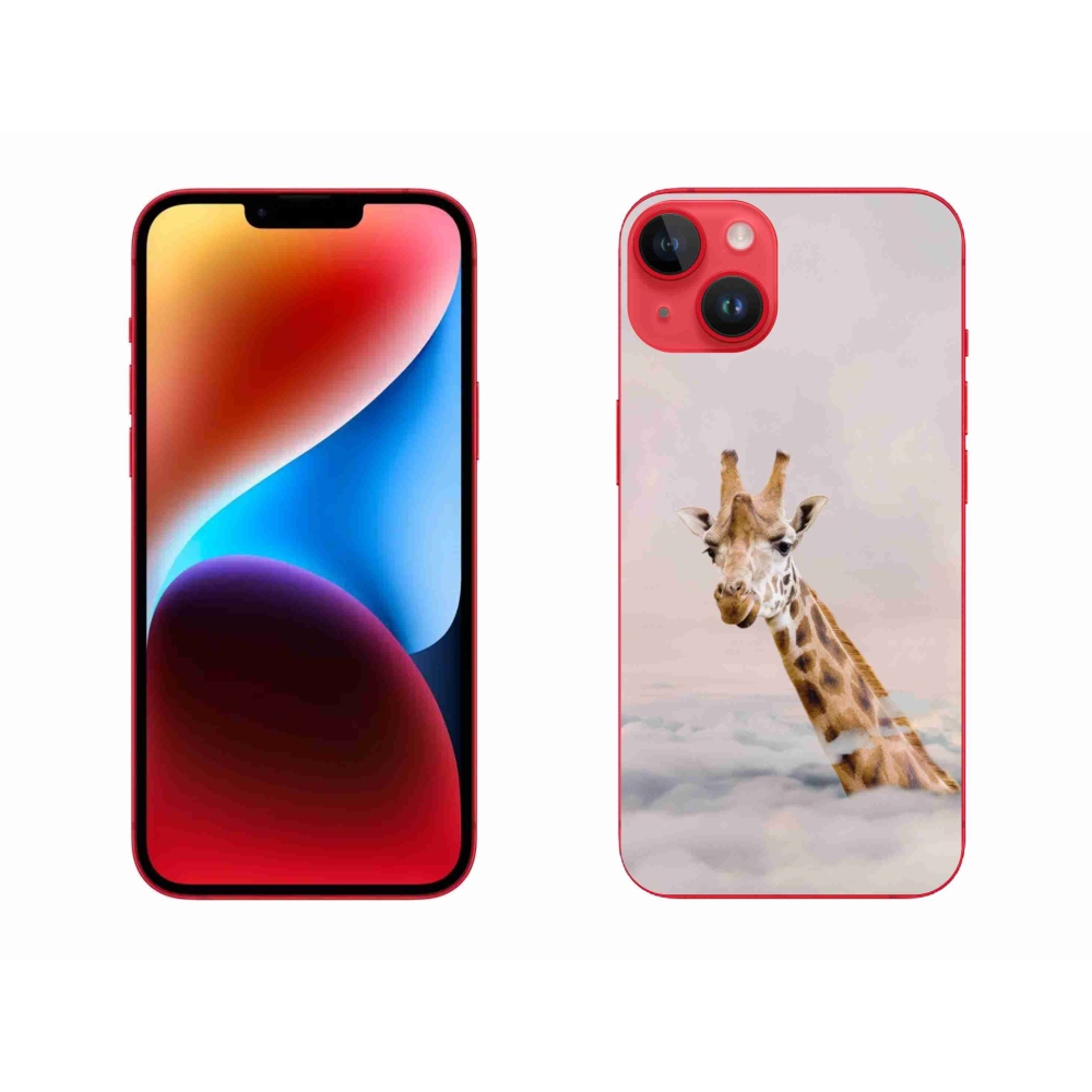 Gelový kryt mmCase na iPhone 14 Plus - žirafa v oblacích